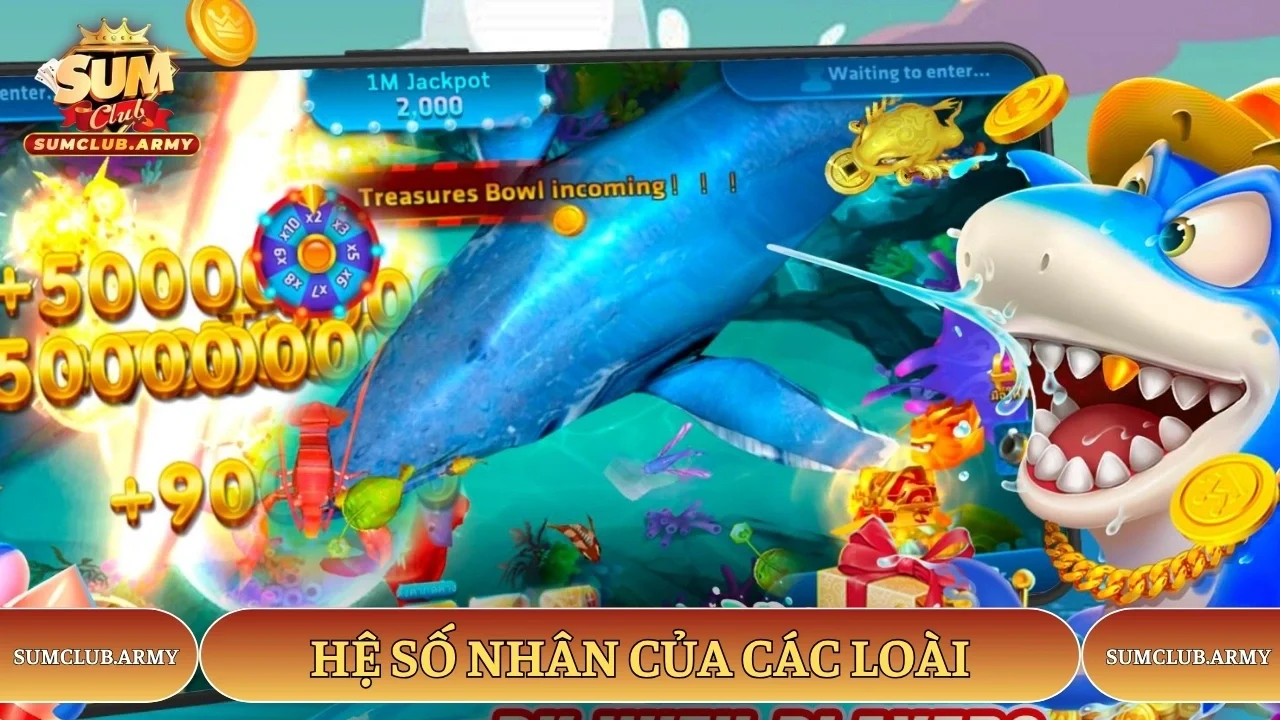 Hệ số nhân thưởng của các loài vật trong game Sumclub